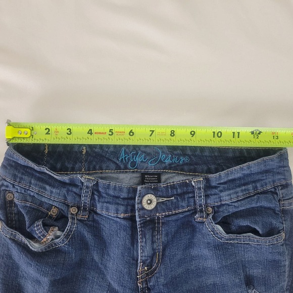 Ariya Juniors Jeans Size 5 Low Rise Womens Skinny Leg Distressed Blue Denim - Picture 3 of 10